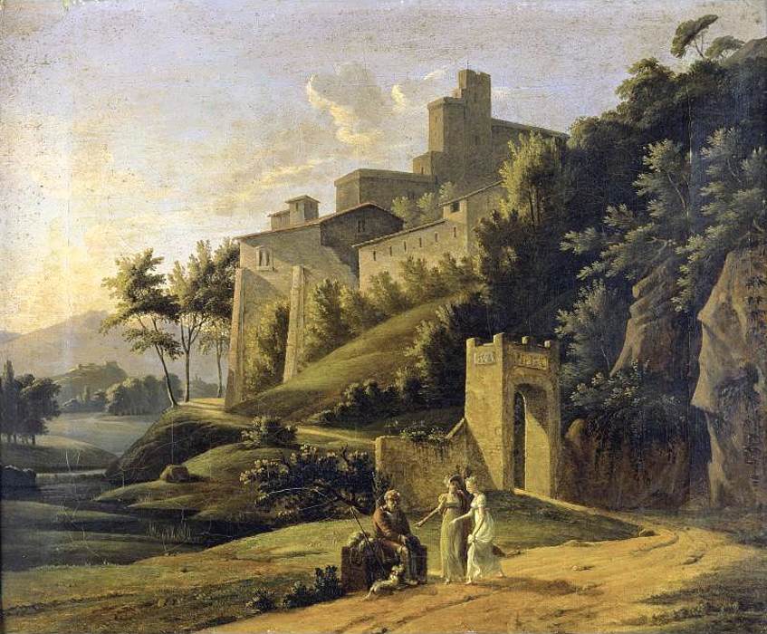 paysage avec a Fortress and a Beggar