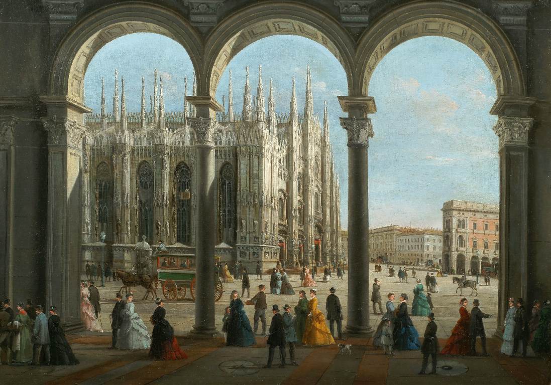 Vue de la cathédrale de Milan depuis la colonnade