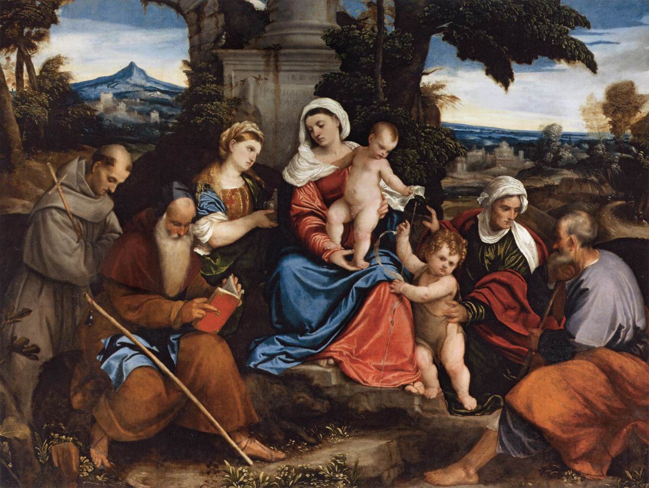 La Sainte Famille avec des saints