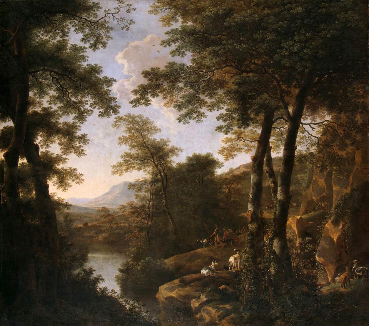 Paysage italien avec des guerriers romains