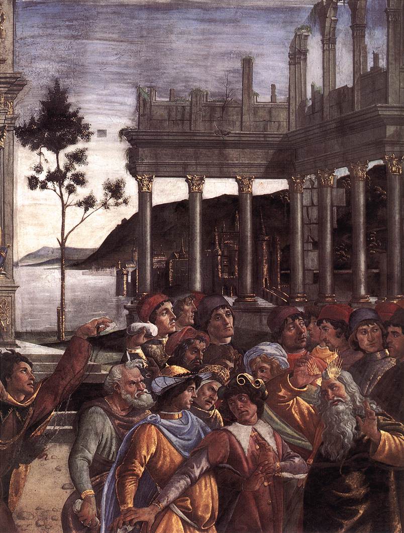 Le châtiment de Coré et la lapidation de Moïse et Aaron (détail)