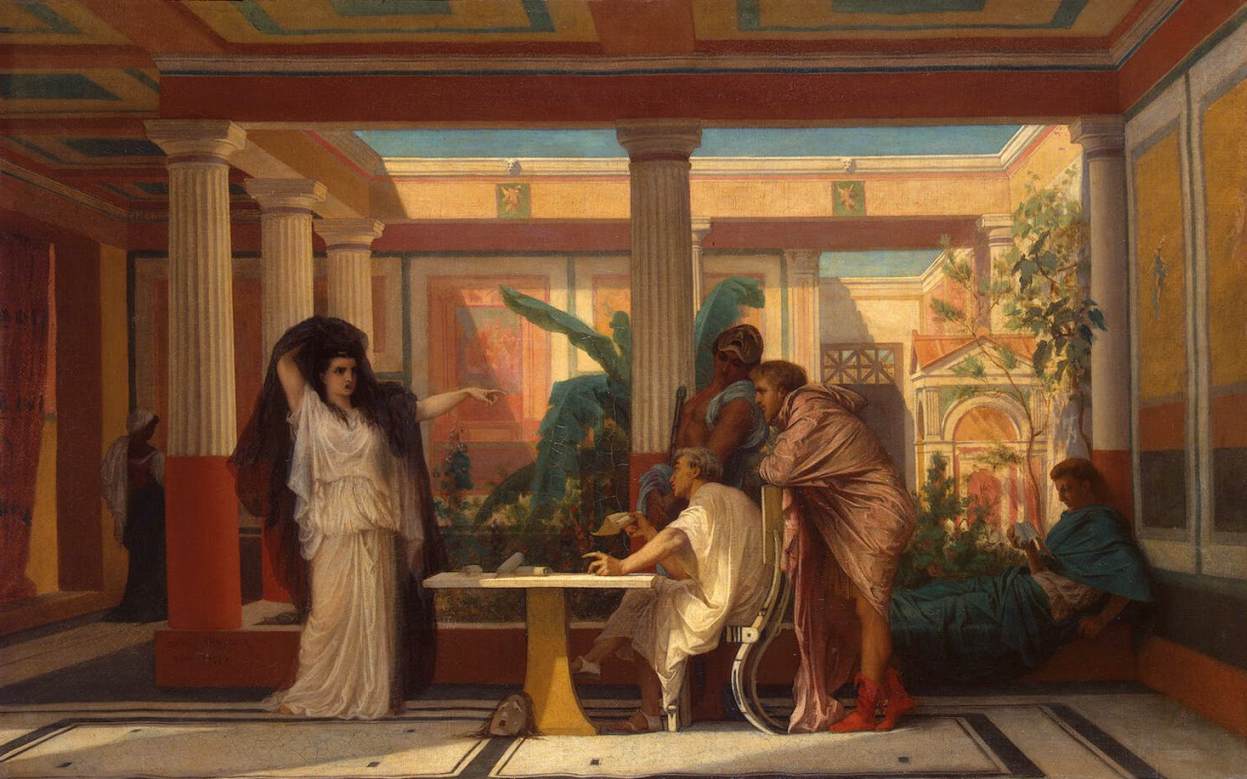 Répétition théâtrale dans la maison d'un poète de la Rome antique