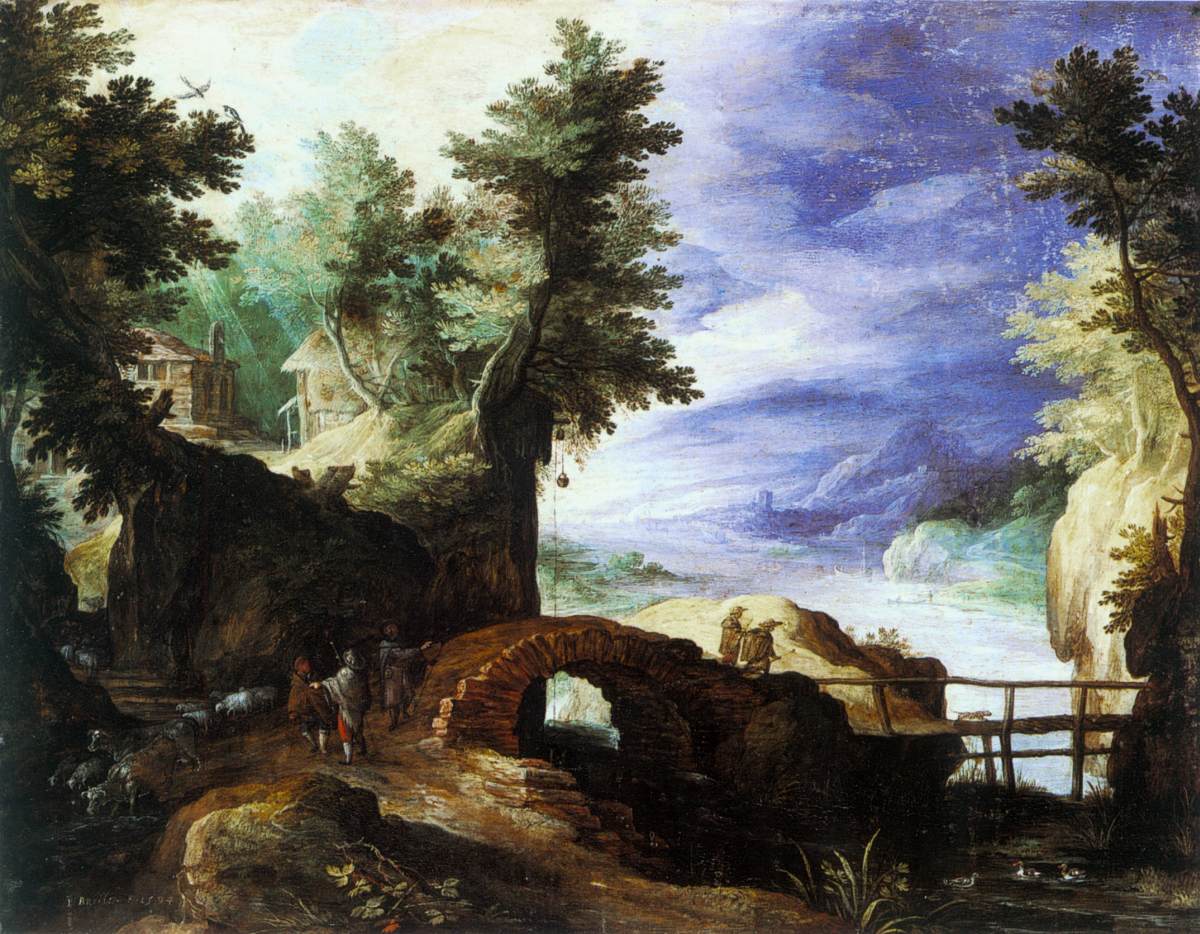 Paysage rocheux avec des bergers