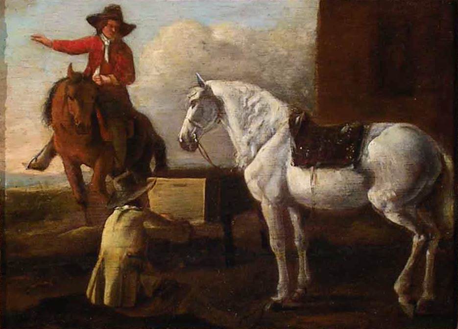 Jeune artiste peignant un cheval et son cavalier