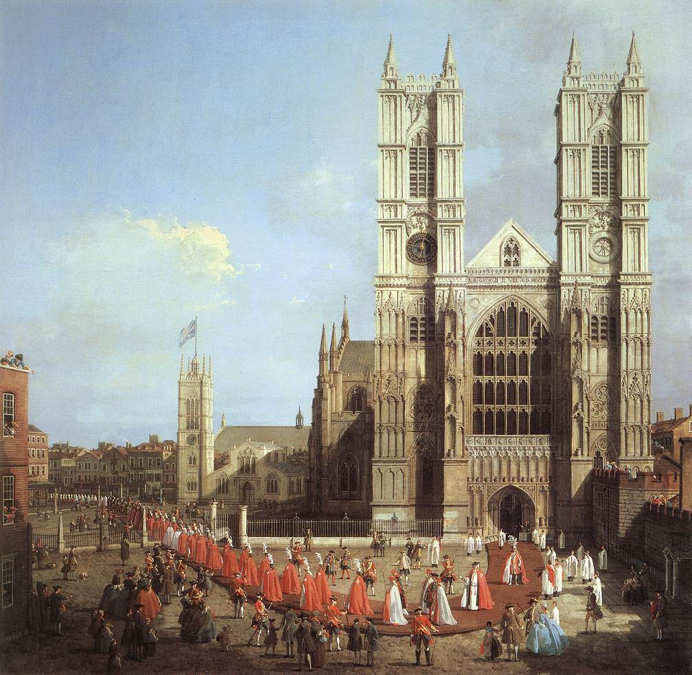 Londres: Westminster Abbey avec a Procession of Knights of the Bath