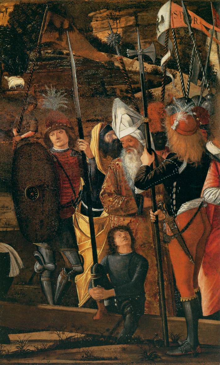 Groupe de soldats et d'hommes en costume oriental