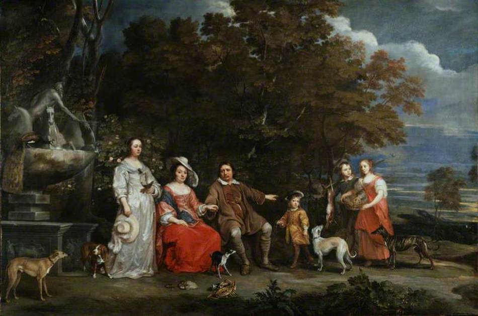 Groupe familial dans un paysage
