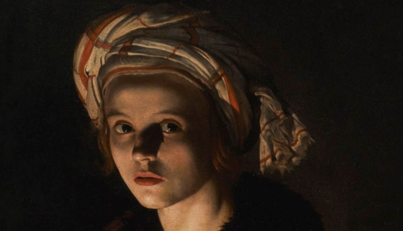Jeune femme tenant une quenouille (détail)