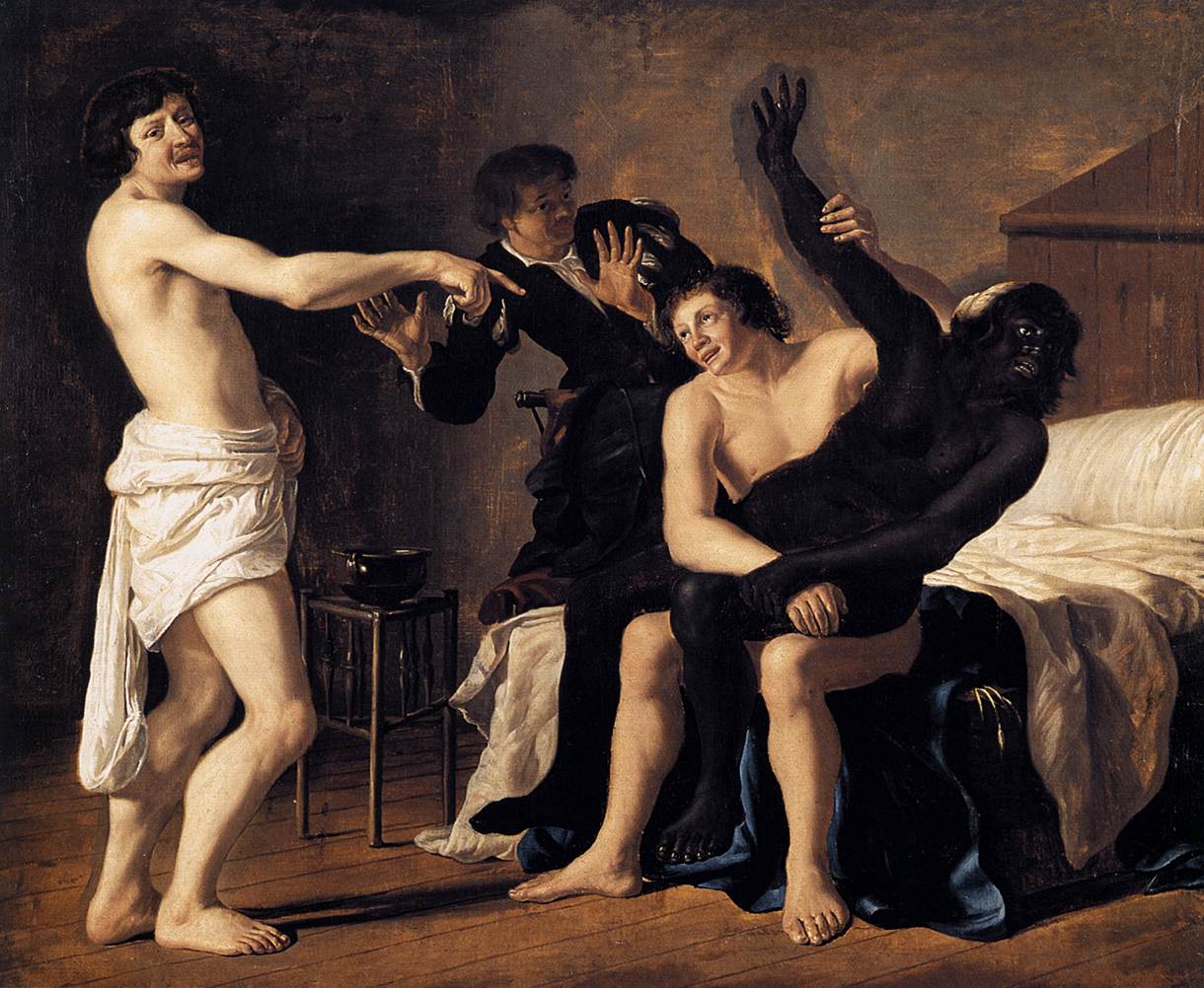 Trois jeunes hommes blancs et une femme noire