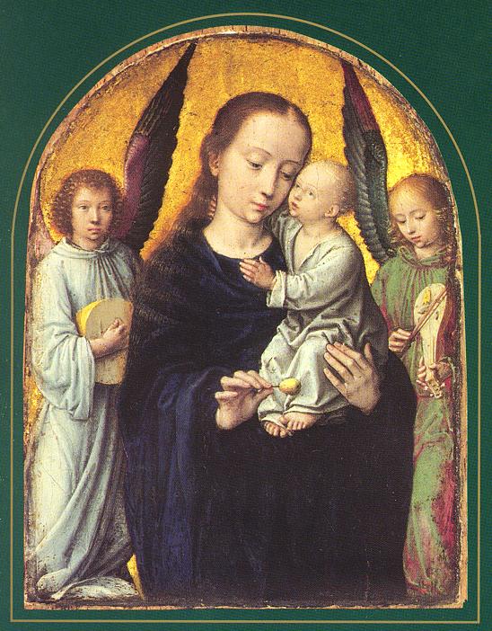 Marie et l'Enfant avec deux anges faisant de la musique
