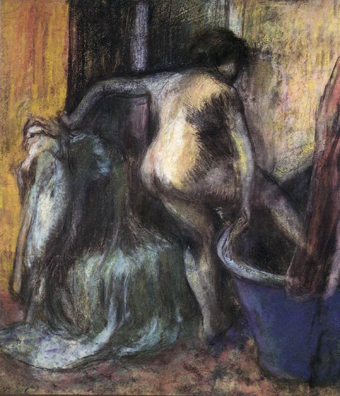 Nu entrant dans une baignoire
