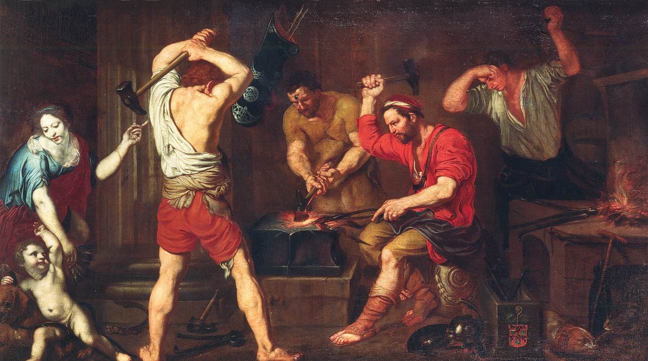 Vénus et Cupidon dans la forge de Vulcain