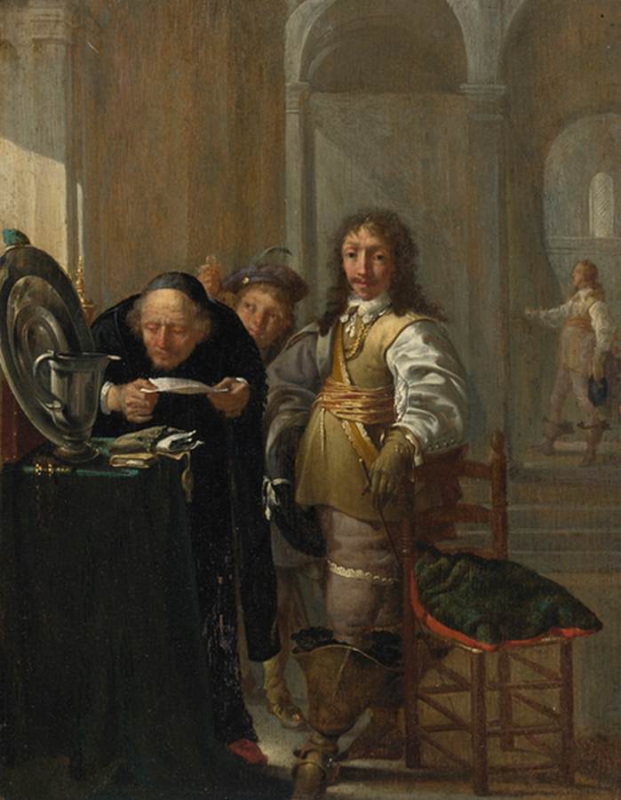 Un cavalier vendant ses marchandises