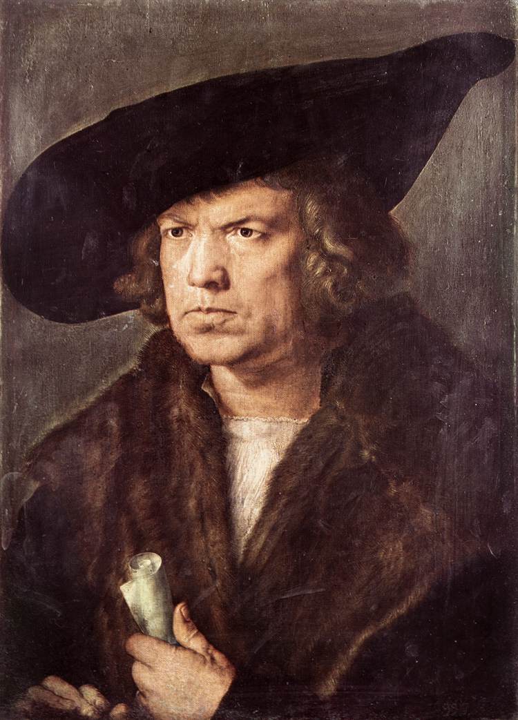 Portrait d'un homme au béret et au parchemin