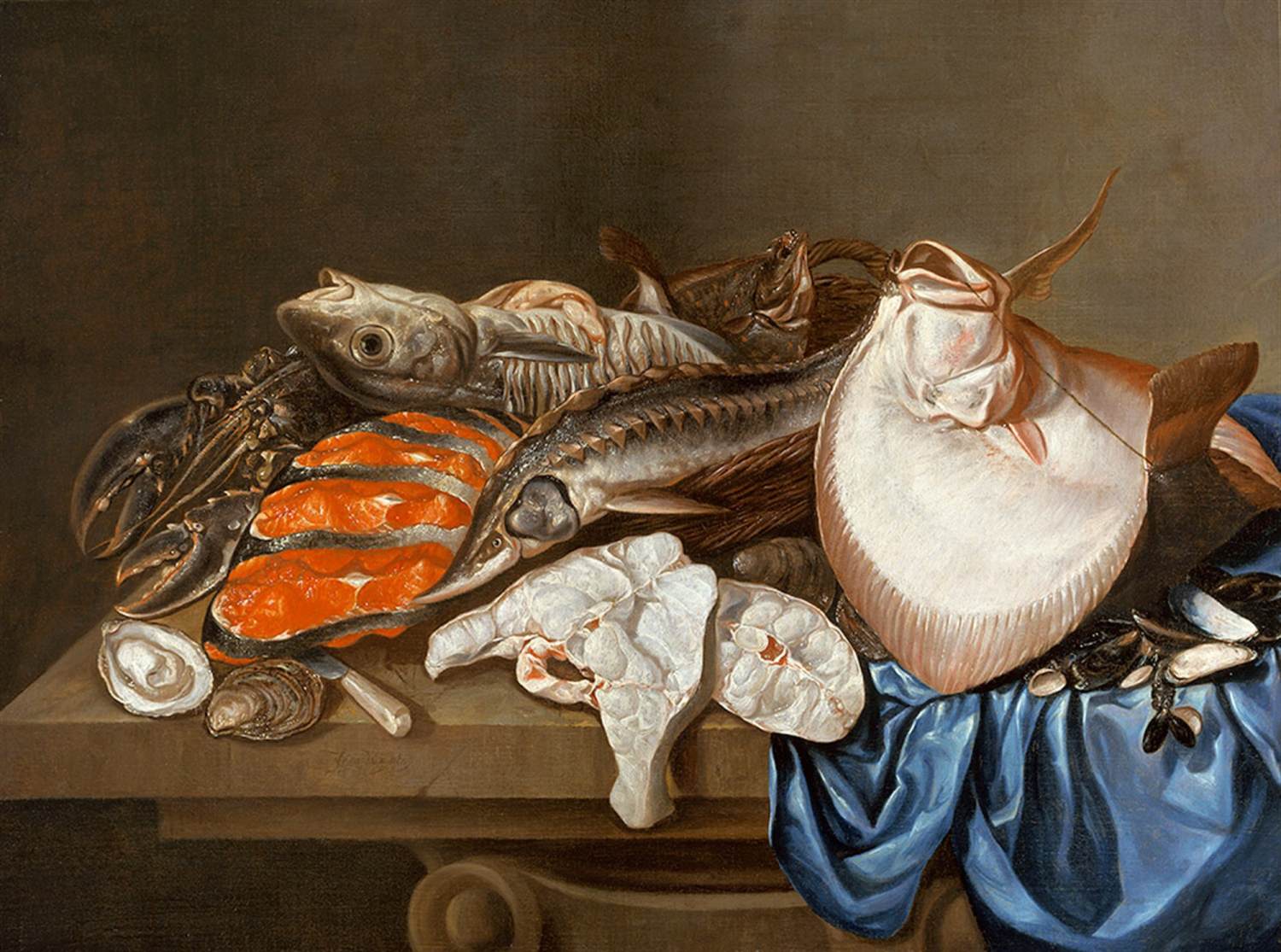 Nature morte de poissons sur une table