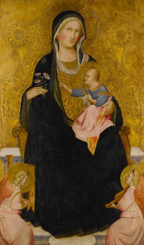 Vierge à l'Enfant trônante avec des anges musiciens