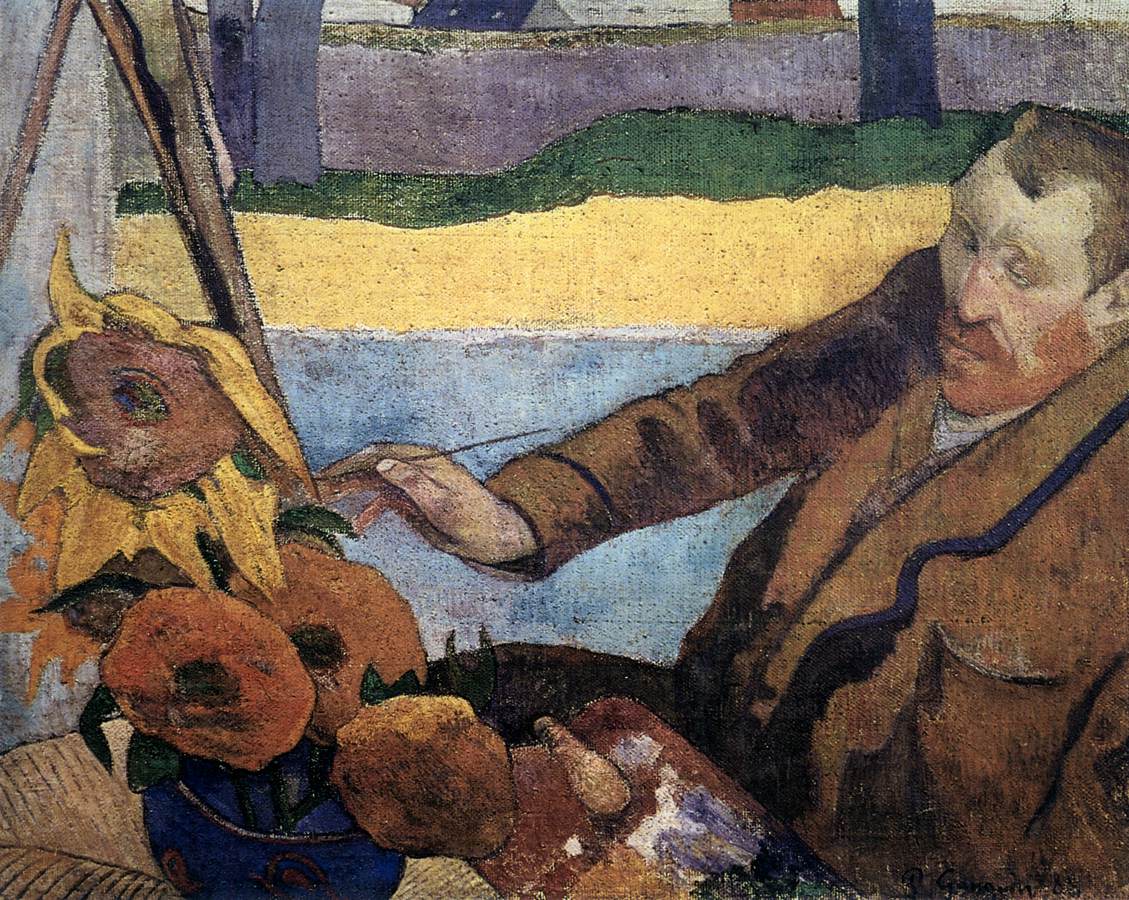 Van Gogh peignant des tournesols