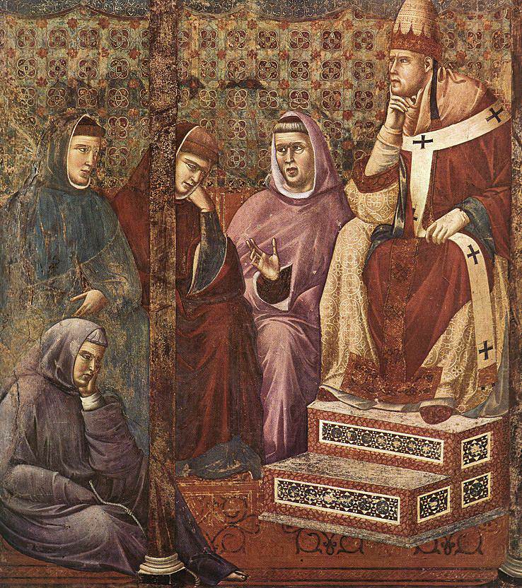 Légende de Saint François : 17. Saint François prêchant devant Honorius III (détail)