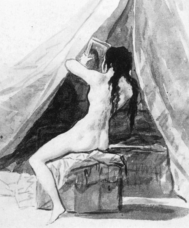 Femme nue tenant un miroir