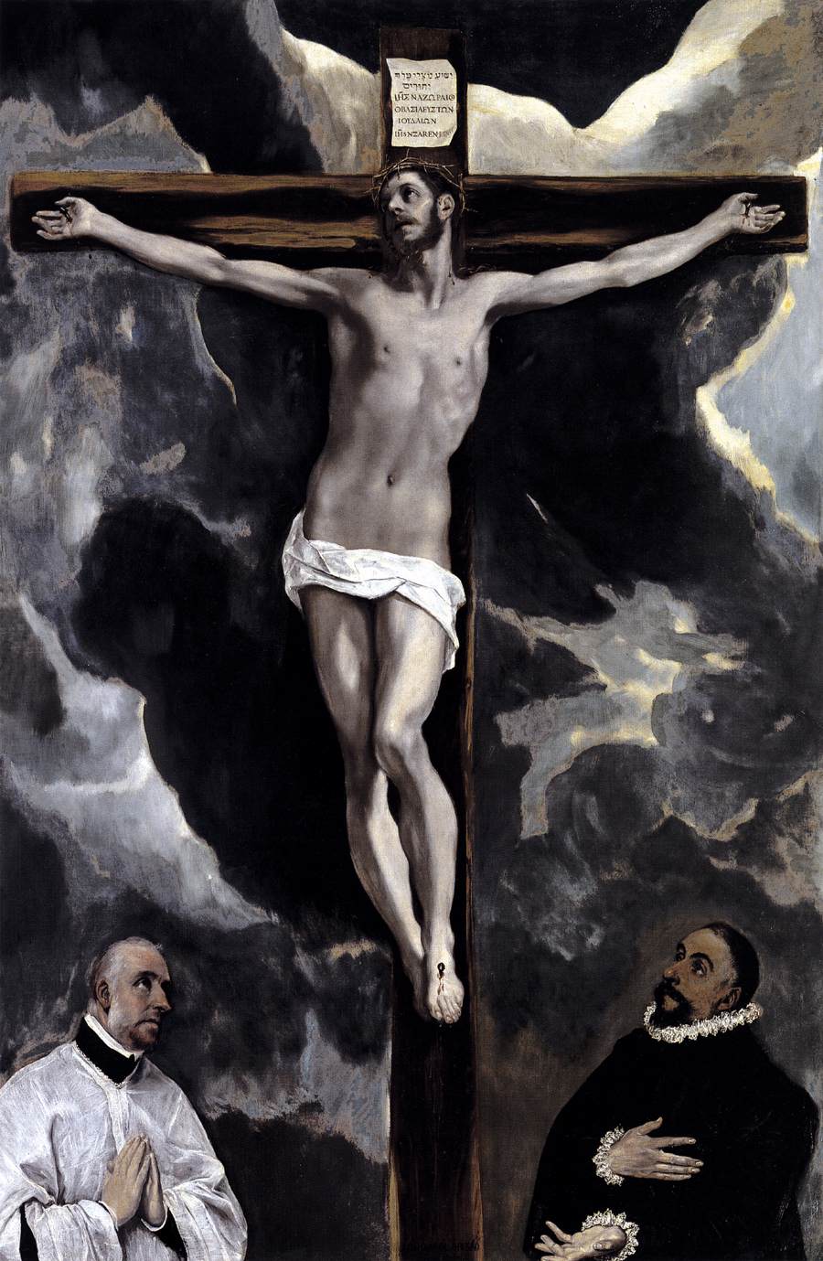 Le Christ en croix adoré par deux donateurs