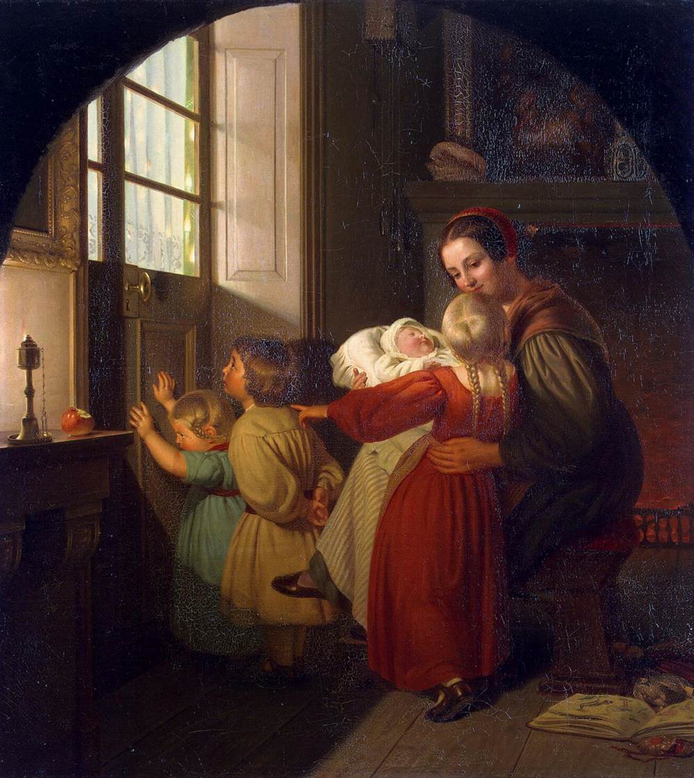 Enfants attendant le repas de Noël