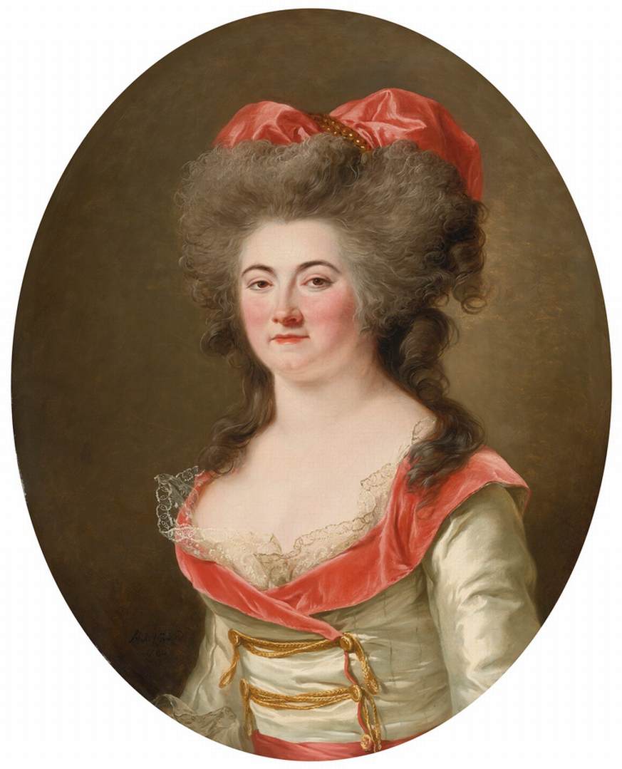 Portrait d'une dame en robe rose