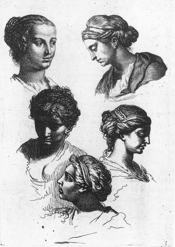 Cinq têtes de femmes