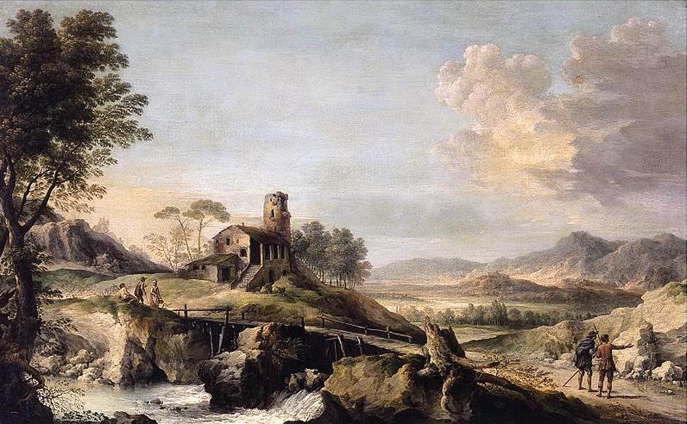 Paysage pastoral avec personnages