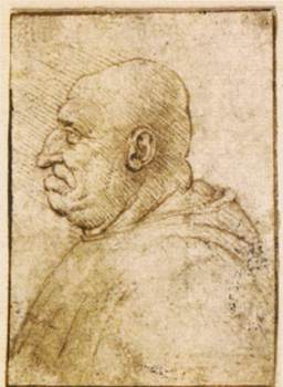 Caricature d'un vieil homme chauve