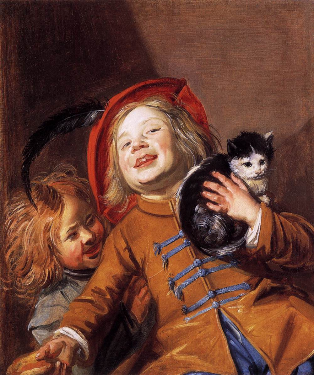 Deux enfants et un chat