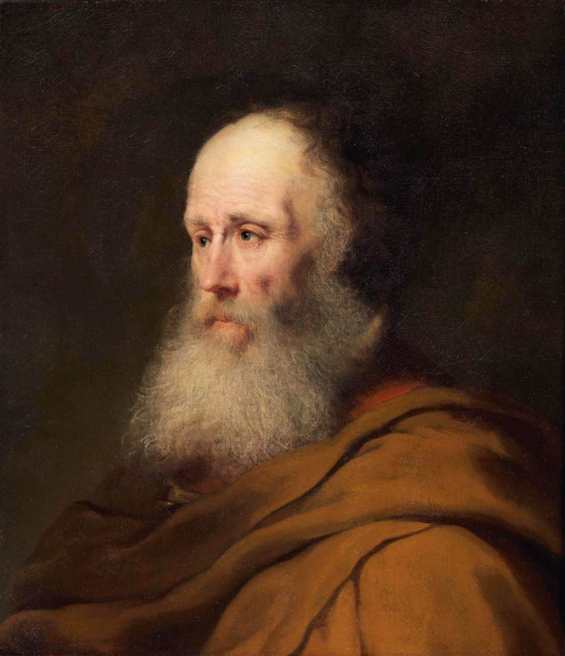 Vieil homme barbu au manteau brun