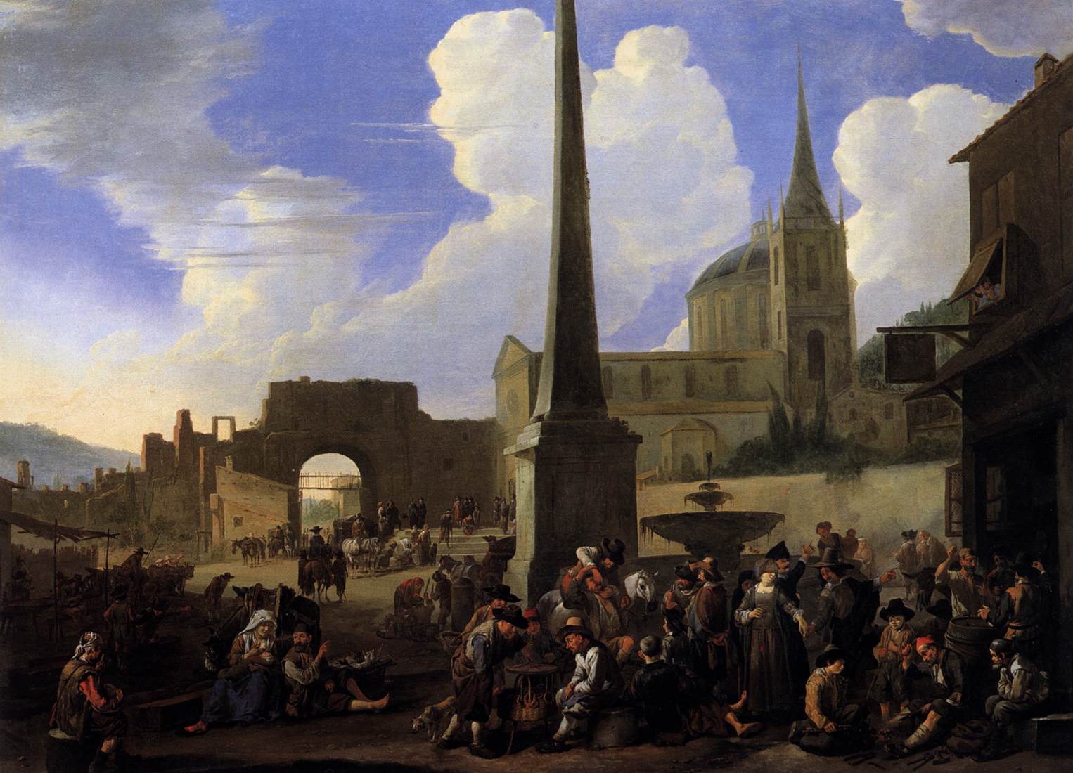 Foule sur la Piazza del Popolo à Rome