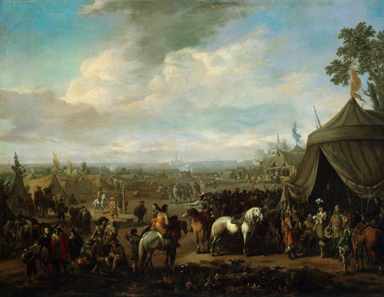 Ville flamande assiégée par les soldats espagnols