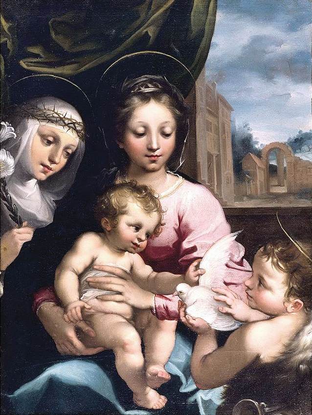 Vierge à l'Enfant avec le petit saint Jean-Baptiste et sainte Catherine de Sienne