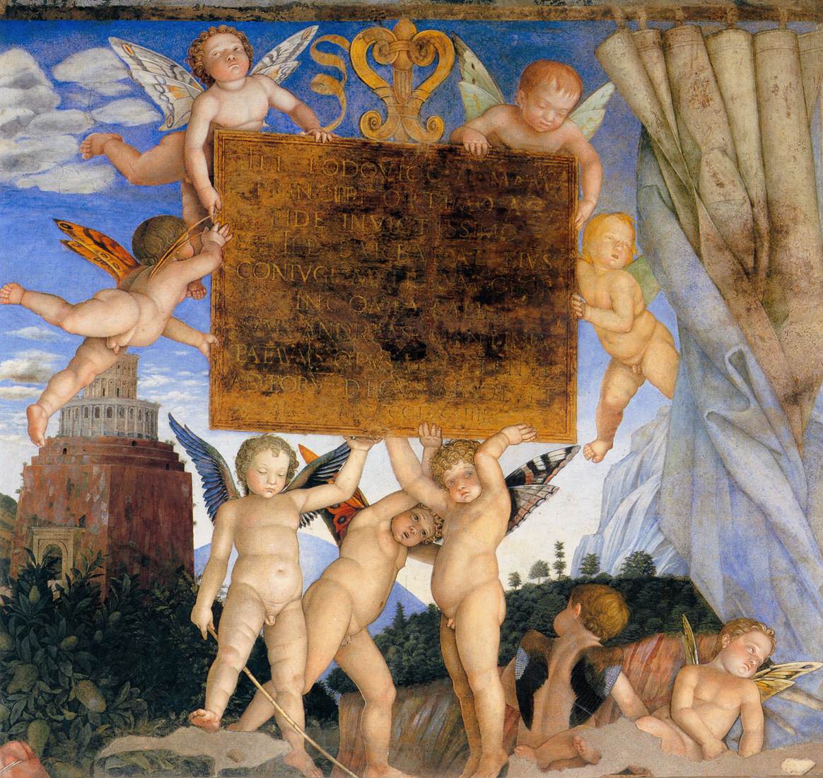 Inscription avec putti
