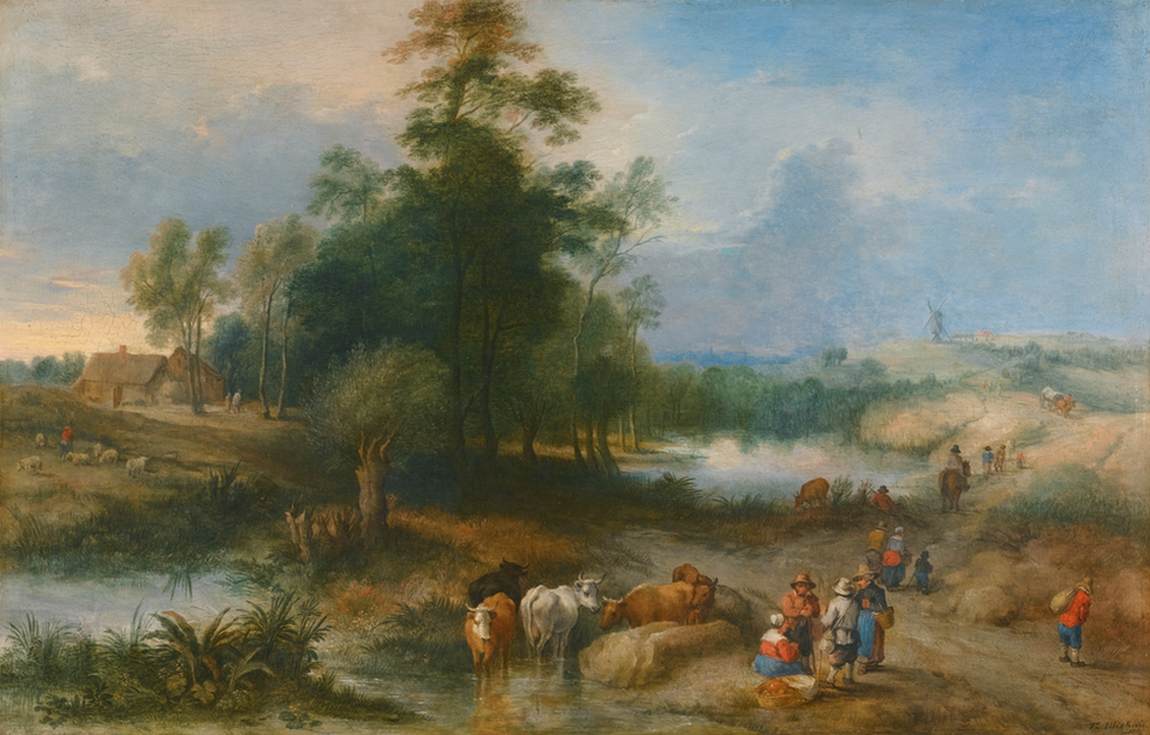 paysage avec Drovers Watering Cattle