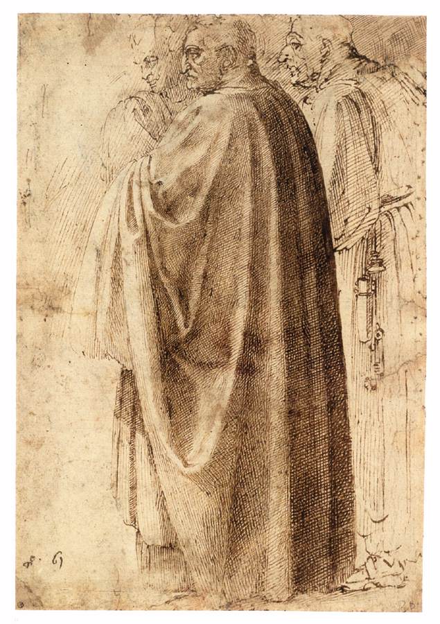 Trois hommes debout (recto)