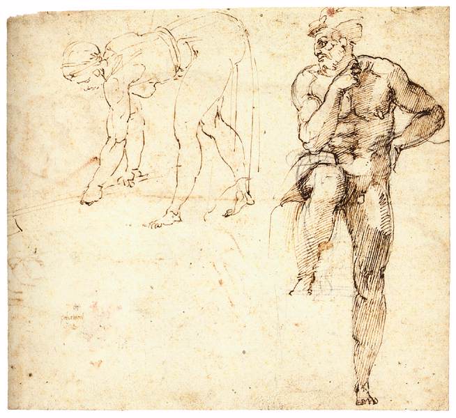 Femme binant et homme assis (recto)