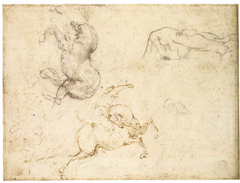 Cavalier au galop, un cheval et autres études