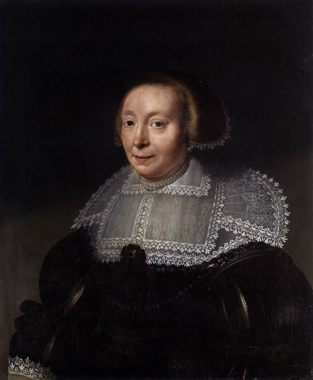 Portrait d'une femme au col en dentelle