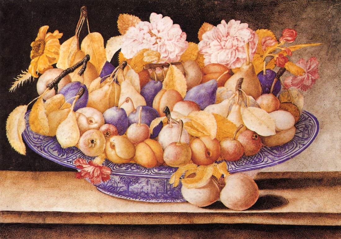 Nature morte de fruits et de fleurs