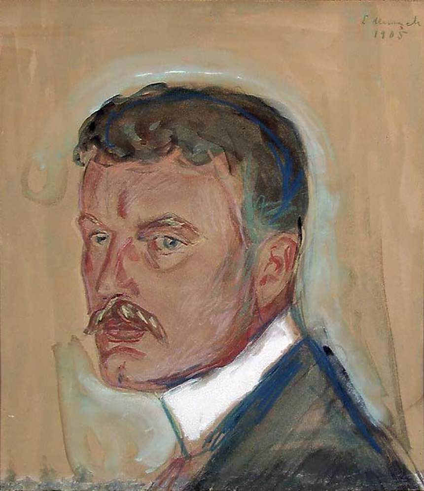 Autoportrait avec moustache et col amidonné