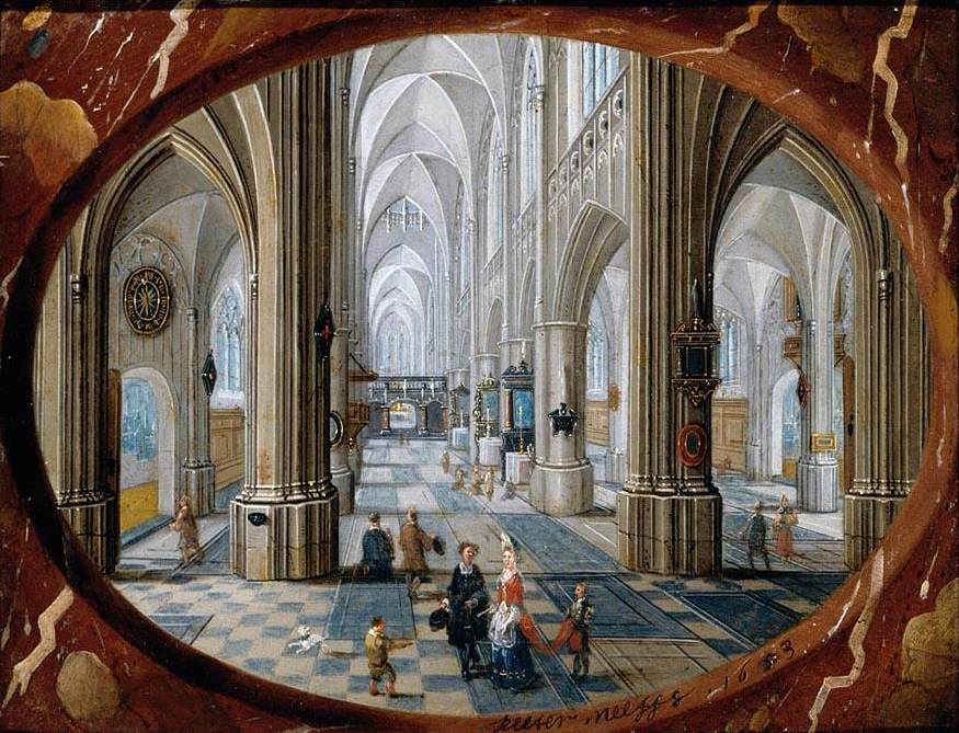 Intérieur d'une église gothique