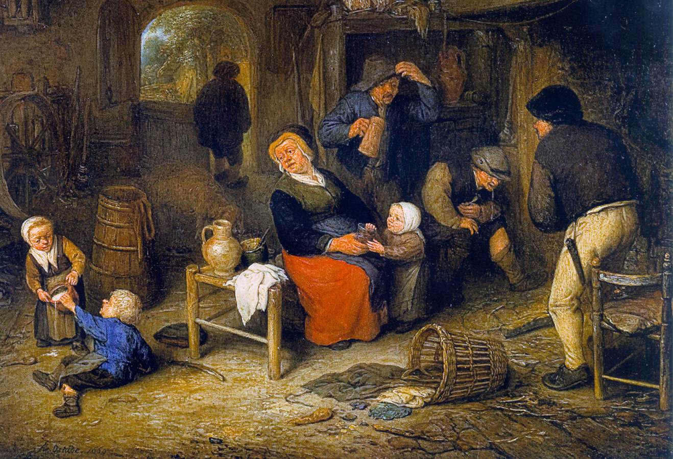 Famille paysanne près de l'âtre (détail)