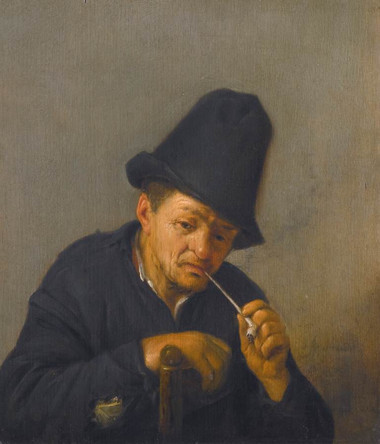 Vieil homme fumant une pipe