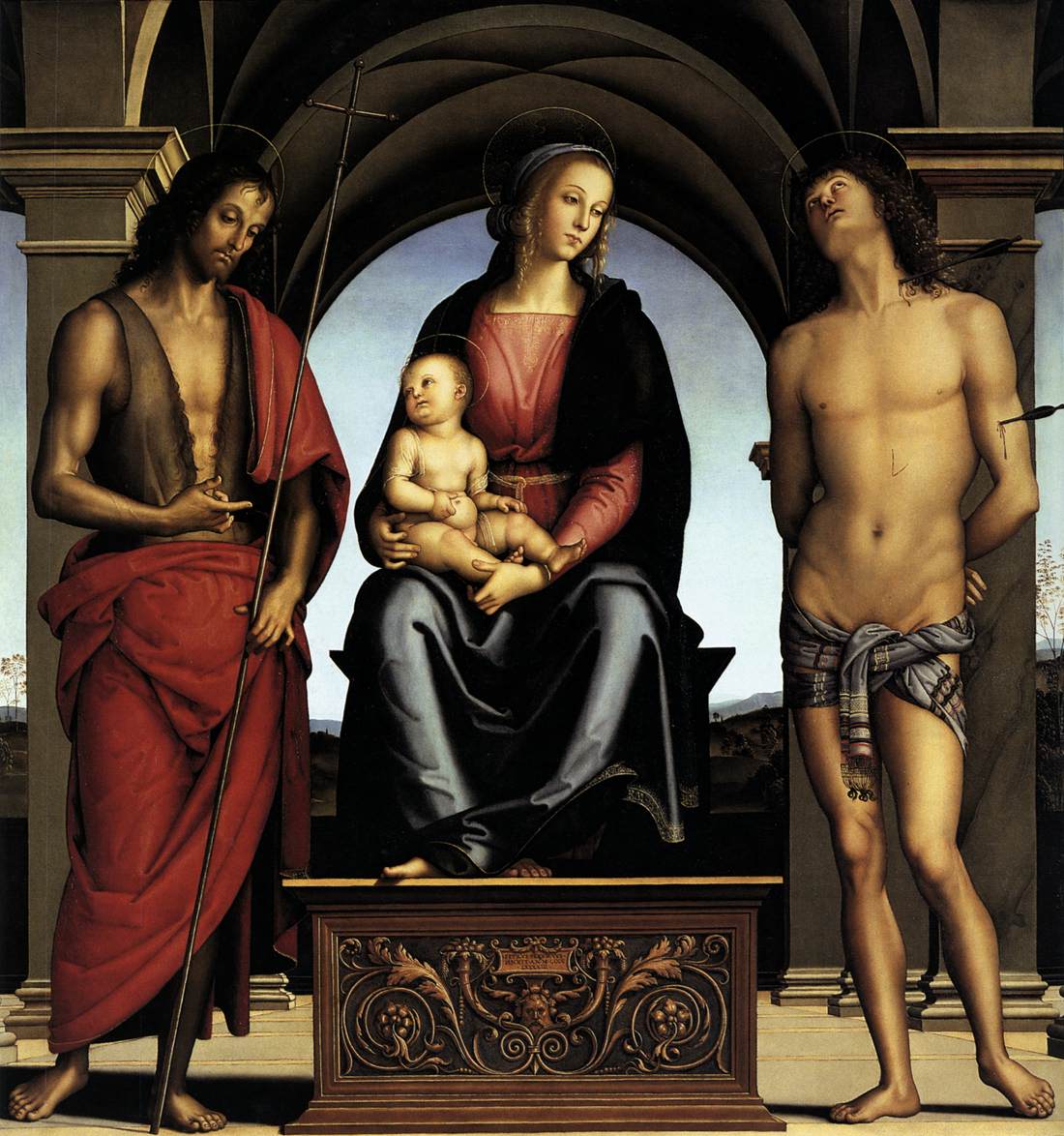 La Madone entre Saint Jean-Baptiste et Saint Sébastien