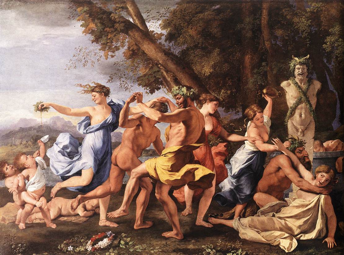 Bacchanale devant une statue de Pan