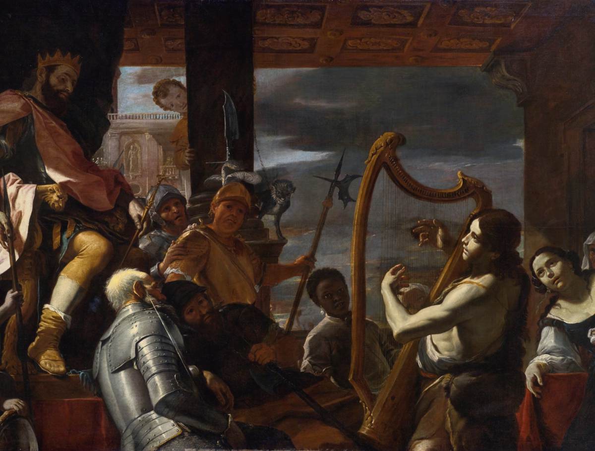 David jouant de la harpe devant Saül