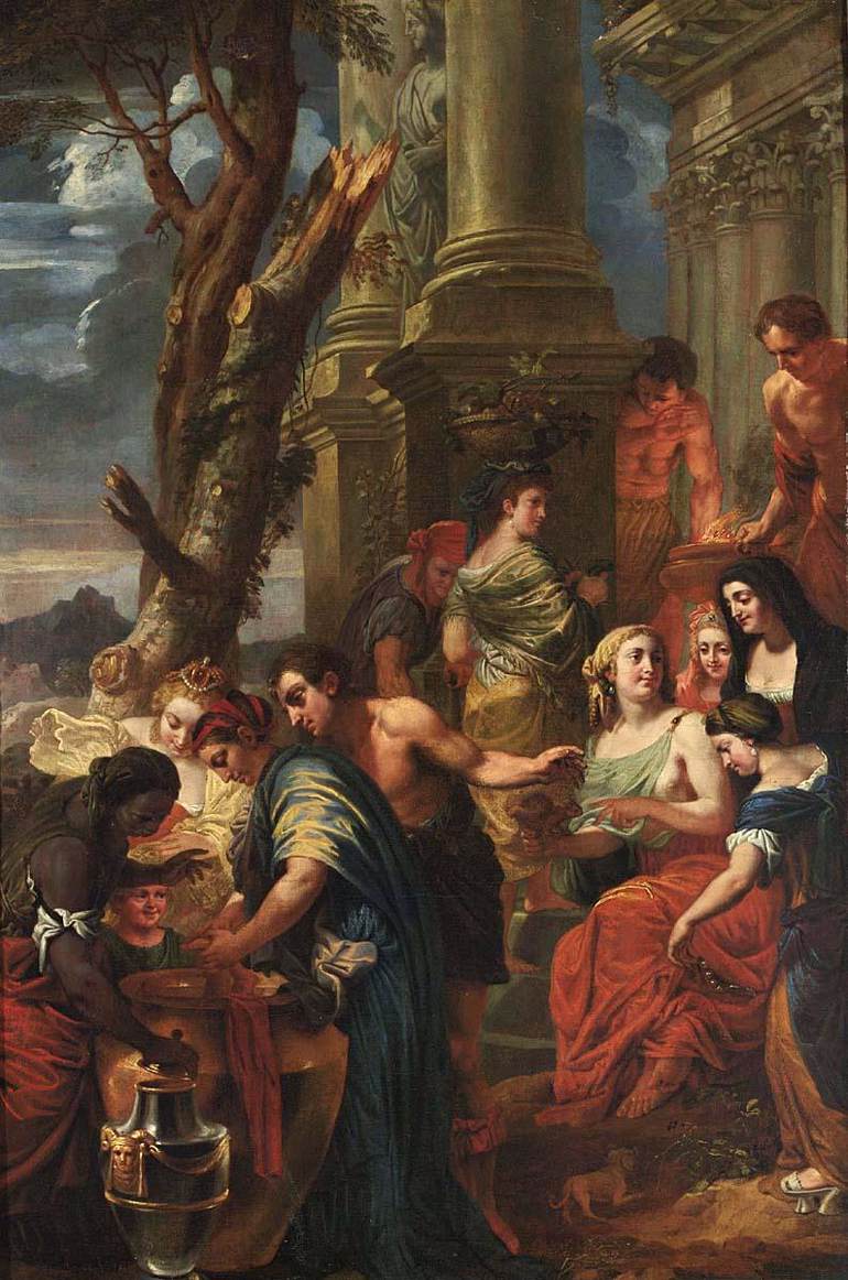 Thétis plonge Achille dans un vase d'eau du Styx