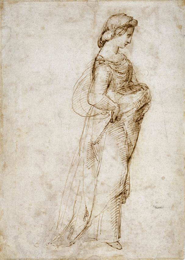 Figure féminine marchant vers la droite (recto)